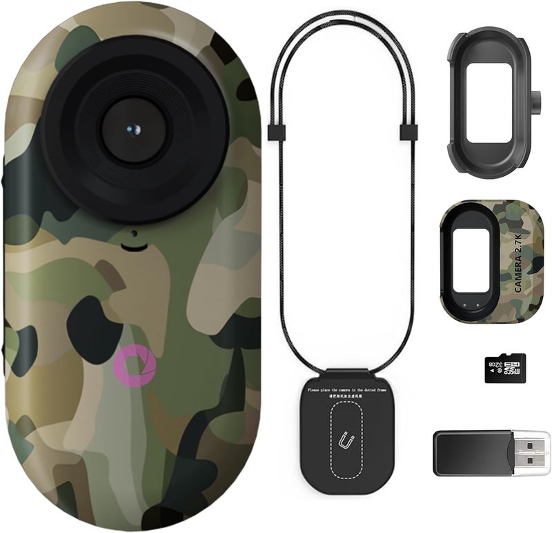 Lenane 2.7K Mini Body Camera,Thumb Size Wearable Body Cam with Screen, Magnetic Portable Action Camera Mount with 32GB Card, Hands-Free POV Recorder, Portable Sports Cameras for Work,Cycling,Travel and Pet - Image 1